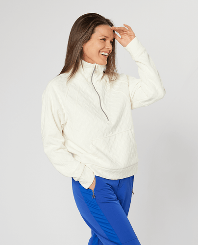SWING OUT SISTER Hazel Padded 1/4 Zip Lined Jumper Winter White