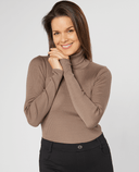 SWING OUT SISTER Nia Ribbed Winter Roll Neck Walnut Whip