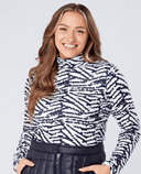 SWING OUT SISTER Ada Roll Neck Navy & White Pattern
