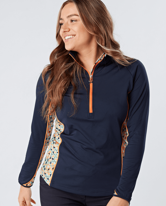 SWING OUT SISTER Sophie 1/4 Zip Top Apricot & Sage