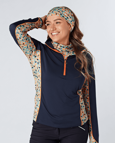 SWING OUT SISTER Sophie 1/4 Zip Top Apricot & Sage