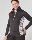 SWING OUT SISTER Maisy Print 1/4 Zip Top Sand & Black