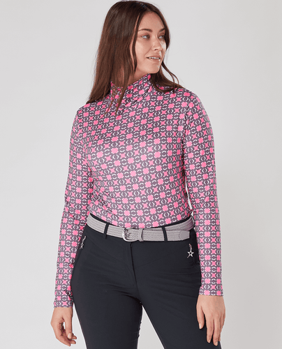 SWING OUT SISTER Olivia Roll Neck Pink & Grey