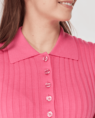 SWING OUT SISTER Abigail Knitted Polo Lush Pink