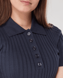 SWING OUT SISTER Abigail Knitted Polo Navy Blazer