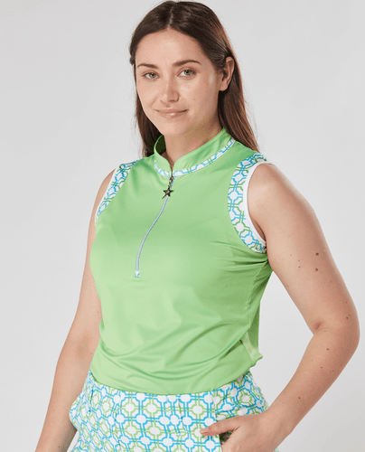 SWING OUT SISTER Alice Sleeveless Polo Dazzling Blue & Emerald