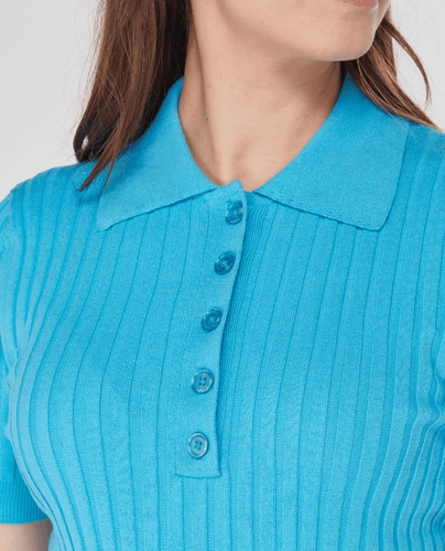 SWING OUT SISTER Abigail Knitted Polo Dazzling Blue