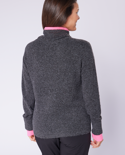 SWING OUT SISTER Gigi Golf Sweater Neon Pink & Ultimate Grey