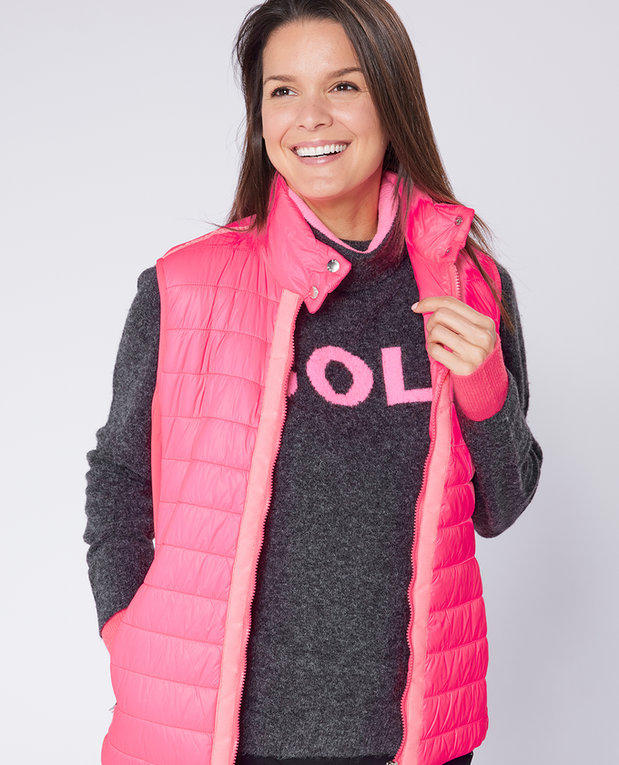 SWING OUT SISTER Gigi Golf Sweater Neon Pink & Ultimate Grey