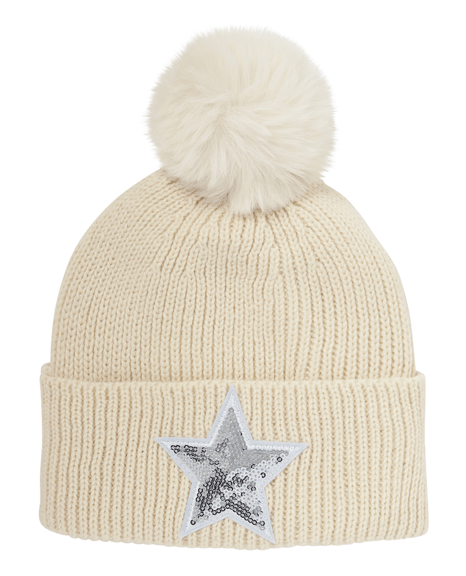 SWING OUT SISTER Star Bobble Hat Bleached Sand