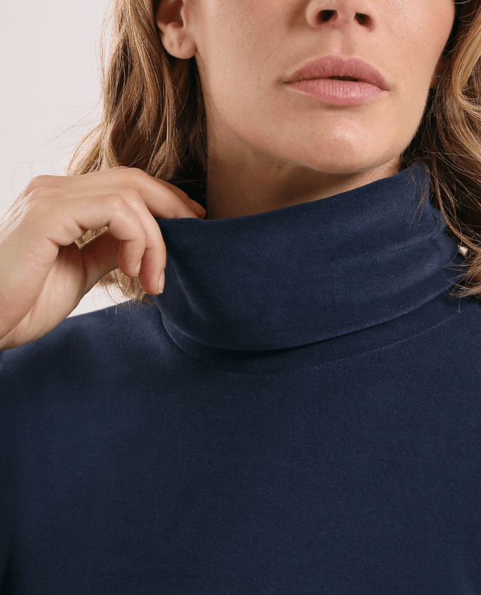 SIZE 12 - CHERVO Trentatre Thermal Fleece Turtleneck Navy