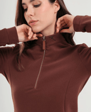 CHERVO Trinidad Soft Fleece Zip Neck Panama Cioccolato