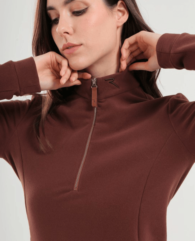 CHERVO Trinidad Soft Fleece Zip Neck Panama Cioccolato