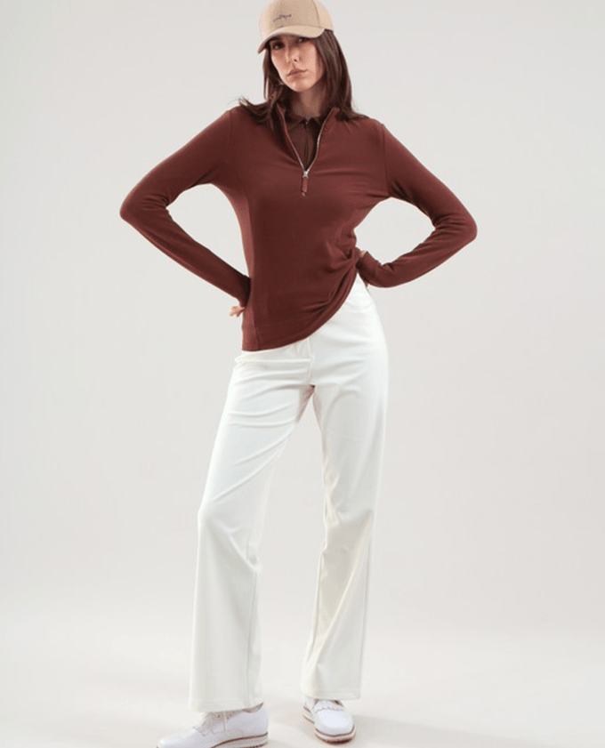 CHERVO Trinidad Soft Fleece Zip Neck Panama Cioccolato