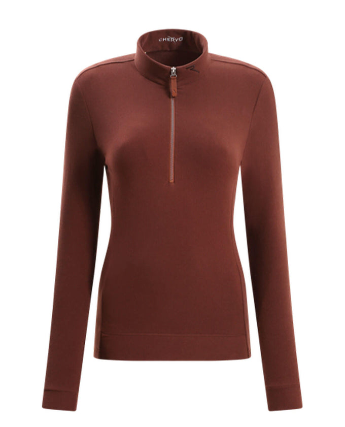 CHERVO Trinidad Soft Fleece Zip Neck Panama Cioccolato