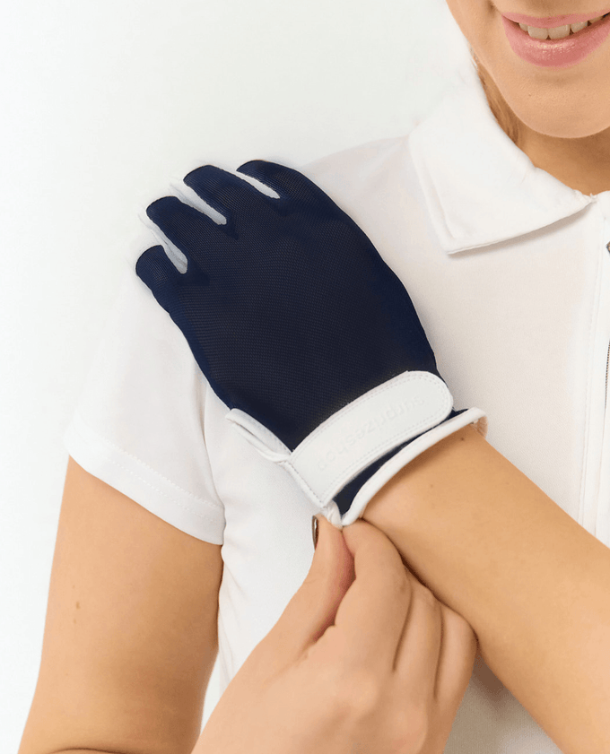 SURPRIZE SHOP Cabretta Leather Tan Through Ladies Golf Glove - Navy