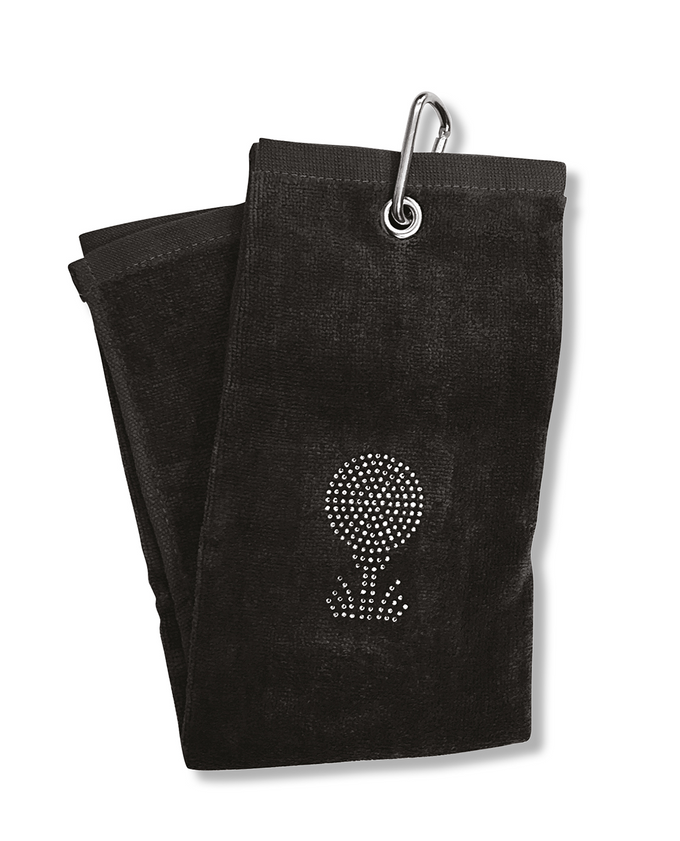 SURPRIZE SHOP Tri-fold Crystal Towel Black