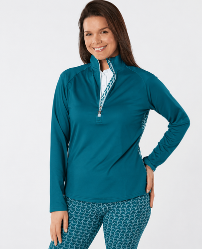 SWING OUT SISTER Heidi 1/4 Zip Fleeced Mid Layer Megabyte Teal