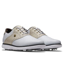 FootJoy FJ Traditions Womens Golf Shoe Wide Fit White/Tan