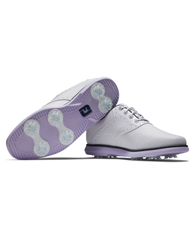 FootJoy FJ Traditions Womens Golf Shoe Wide Fit White/Purple