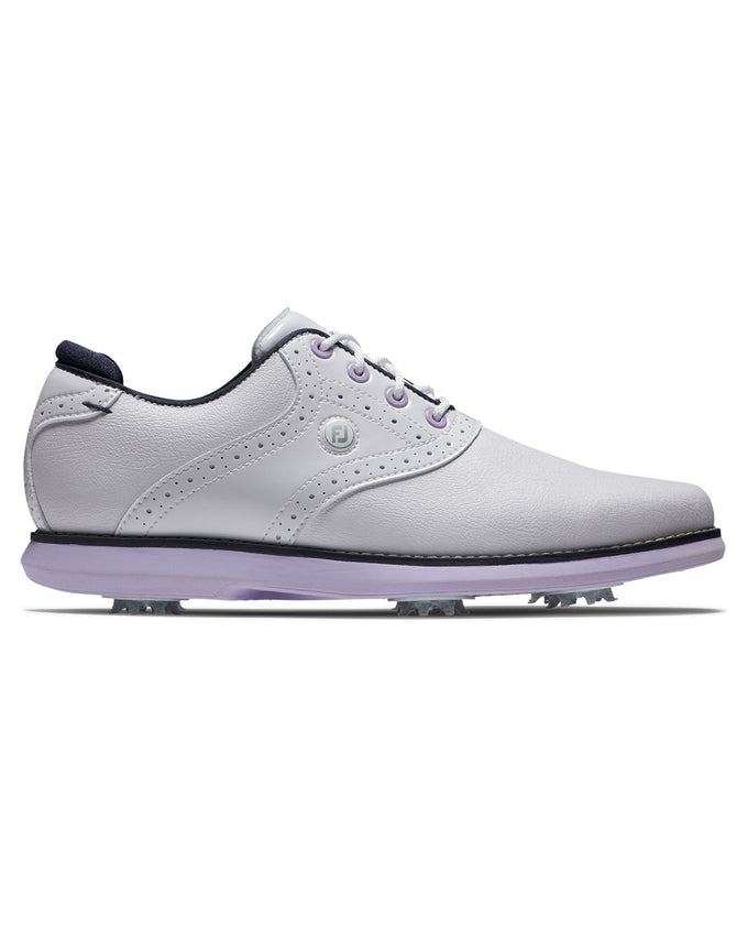 FootJoy FJ Traditions Womens Golf Shoe Wide Fit White/Purple