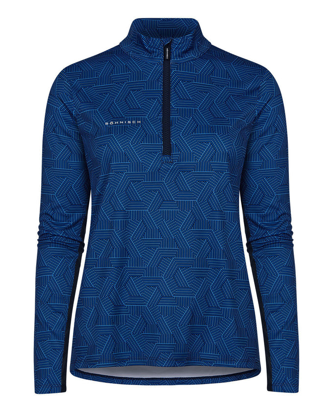 ROHNISCH UV Mesh Long Sleeve Polo Hexagon Blue