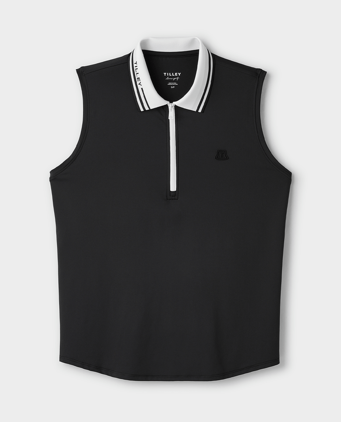 TILLEY Sleeveless Polo Black