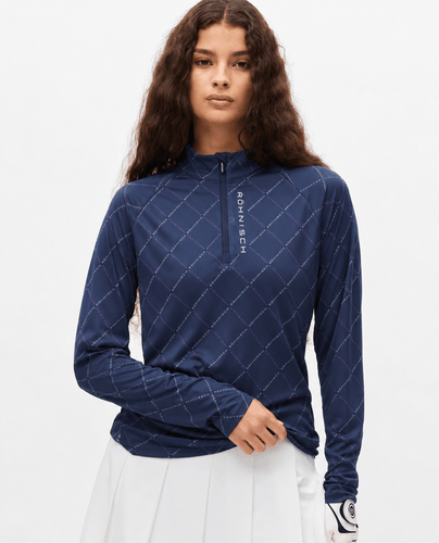 ROHNISCH Addy Long Sleeve Top Navy Logo Argyle