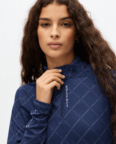 ROHNISCH Addy Long Sleeve Top Navy Logo Argyle