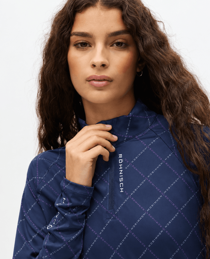 ROHNISCH Addy Long Sleeve Top Navy Logo Argyle