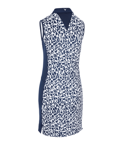 CALLAWAY Two-Tone Geo Sleeveless Dress CGDSE006 Peacoat Navy