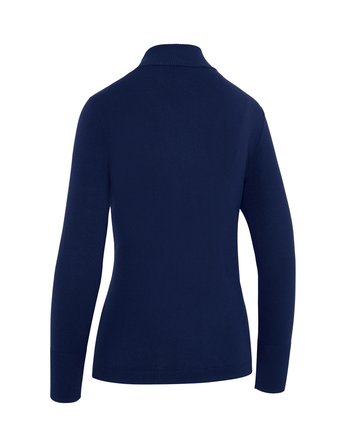 CALLAWAY Women's Soft-Stretch Navy Zip Neck Sweater CGGFG035 Blue Depths