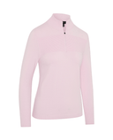 CALLAWAY Women's Soft-Stretch Navy Zip Neck Sweater CGGFG035 Cherry Blossom