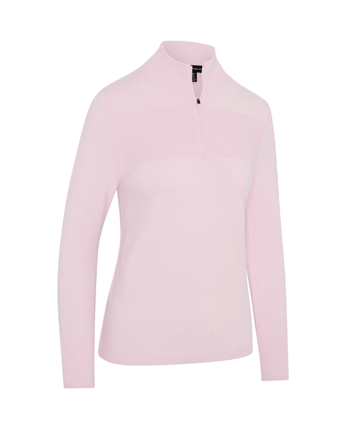 CALLAWAY Women's Soft-Stretch Navy Zip Neck Sweater CGGFG035 Cherry Blossom