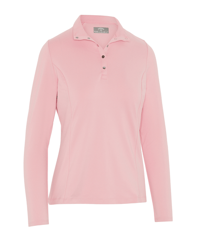 CALLAWAY Thermal Fleece Back Lined Jersey Polo 077 Pink Nectar