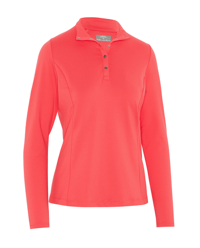 CALLAWAY Thermal Fleece Back Lined Jersey Polo 077 Pink Paradise