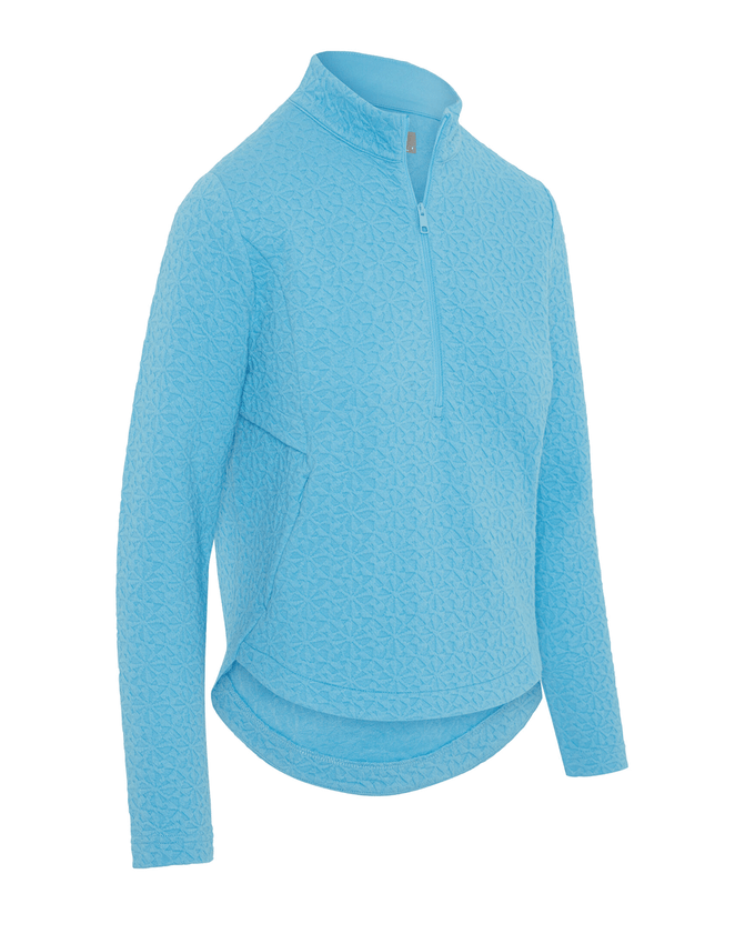 CALLAWAY 1/2 Zip Quilted Textured Top CGKFF077 Ethereal Blue