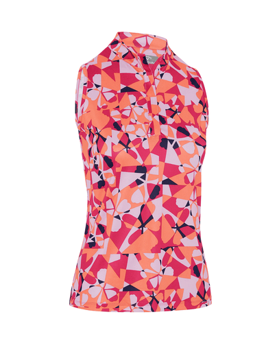 CALLAWAY Geometric Floral Sleeveless Polo CGKSE009 Pink Peacock