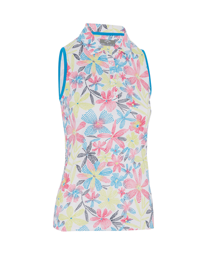 CALLAWAY Chev Floral Sleeveless Polo CGKSE049 Brilliant White