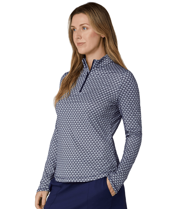 CALLAWAY Scarf Geo Sun Protection Long Sleeve Polo CGKSG017 Navy