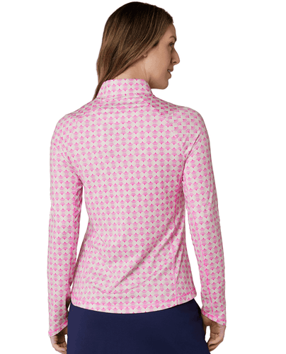 CALLAWAY Deco Geo Sun Protection Long Sleeve Polo CGKSG060 Fuchsia Purple