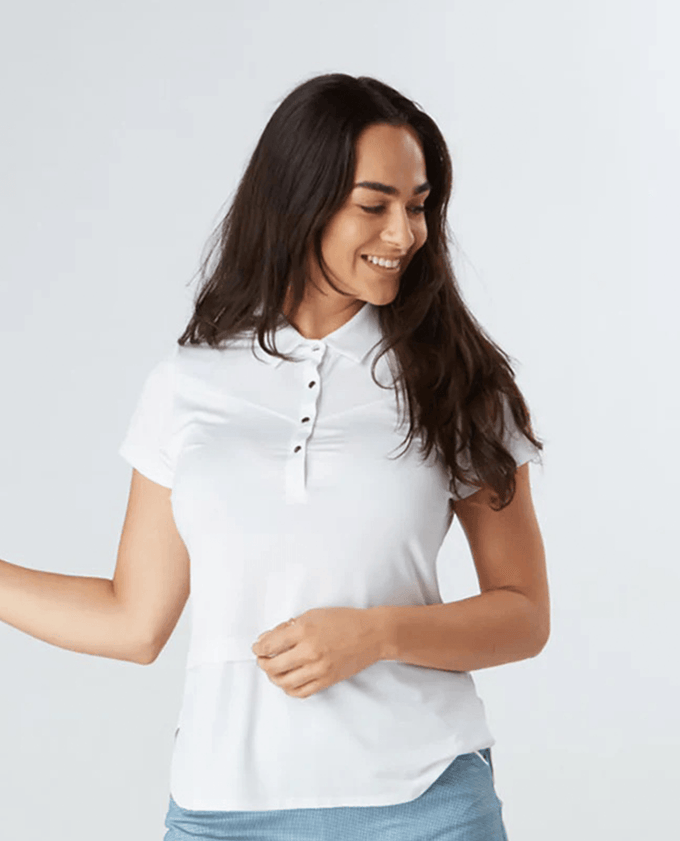 SWING OUT SISTER Amelie Cap Sleeve Polo White