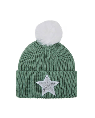 SWING OUT SISTER Star Bobble Hat Sage