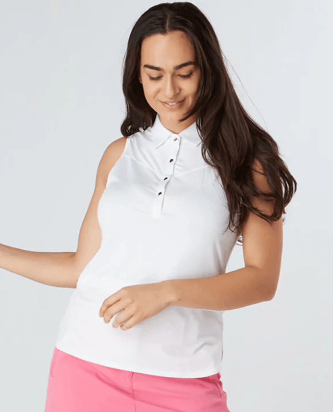 SWING OUT SISTER Amelie Sleeveless Polo White