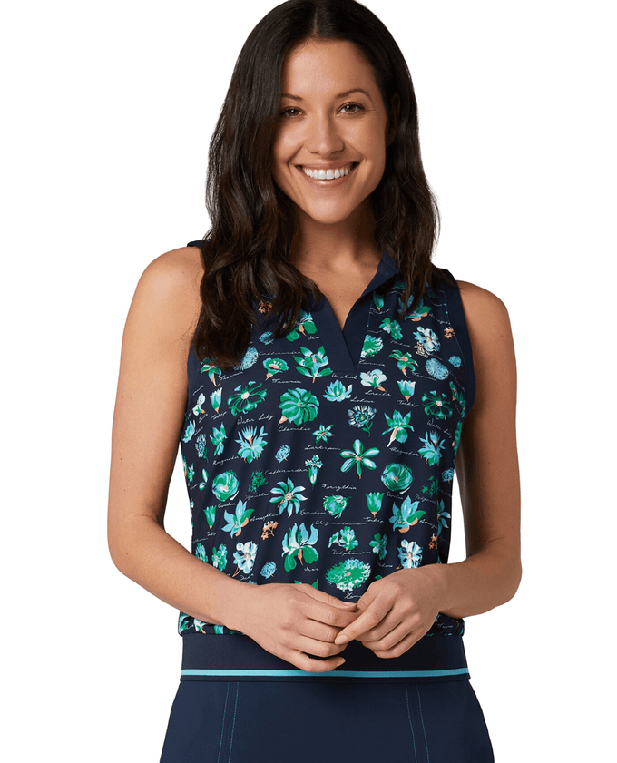 ORIGINAL PENGUIN Textbook Floral Sleeveless Polo OGKSG0C1 Navy