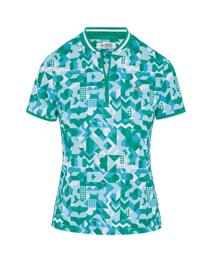 ORIGINAL PENGUIN Spliced Geo Short Sleeve Polo OGKSG0C2 Emerald