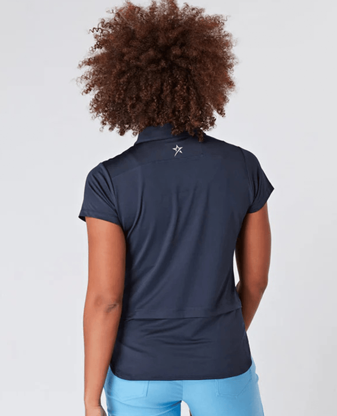SWING OUT SISTER Amelie Cap Sleeve Polo Navy