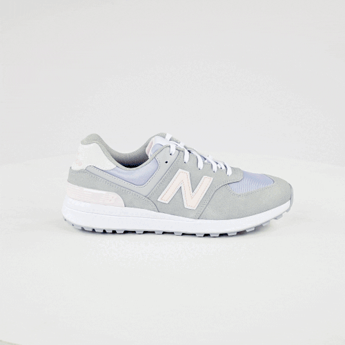 NEW BALANCE Womens 574 Greens V2 Waterproof Golf Shoe Grey/Pink