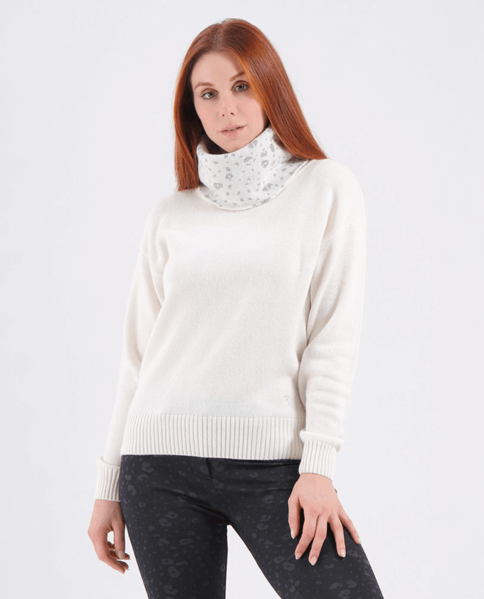 SIZE 10 CHERVO Naisha Cashmere Roll Neck Jumper Winter White