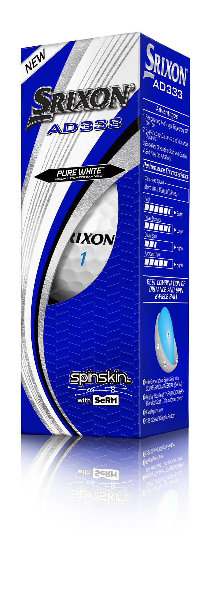 SRIXON AD333 SpinSkin 12 balles de golf blanches